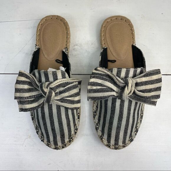 LOFT | stripped espadrilles slip-on with front bow detail 7M - Picture 1 of 8